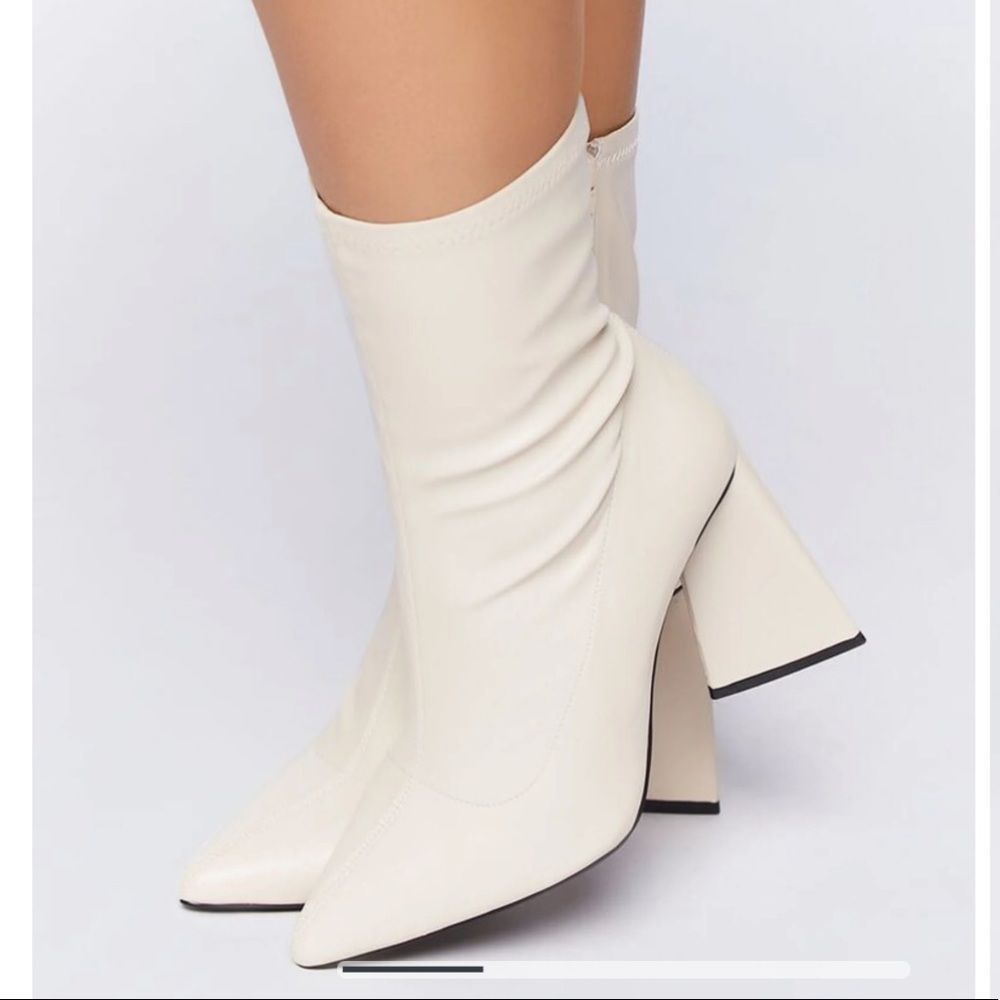 White heeled boots